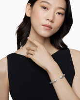 Classic Cable Bracelet in Sterling Silver with Pavé Diamond Domes, 7mm